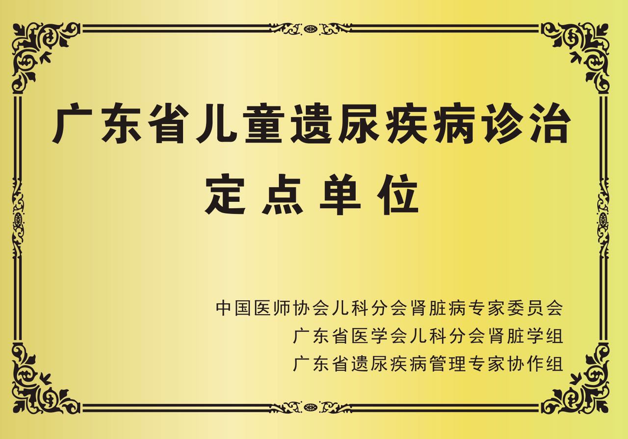 广东省儿童遗尿疾病诊治定点单位